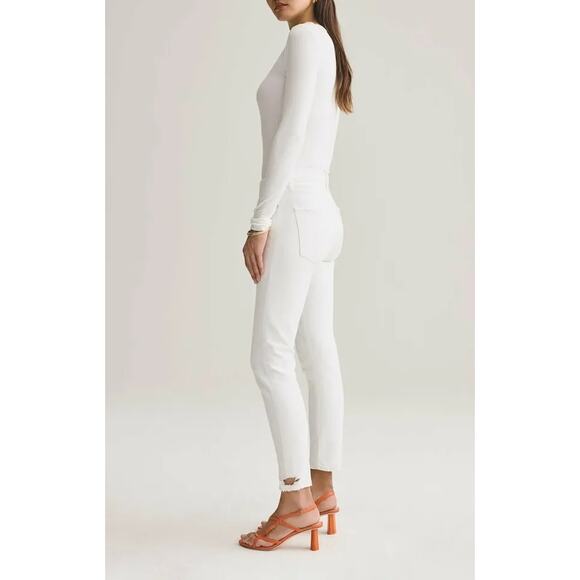 Agolde Toni Mid Rise Chewed Hem Straight Soft Denim Jeans Size 25 in Glowed NWT - Picture 4 of 8